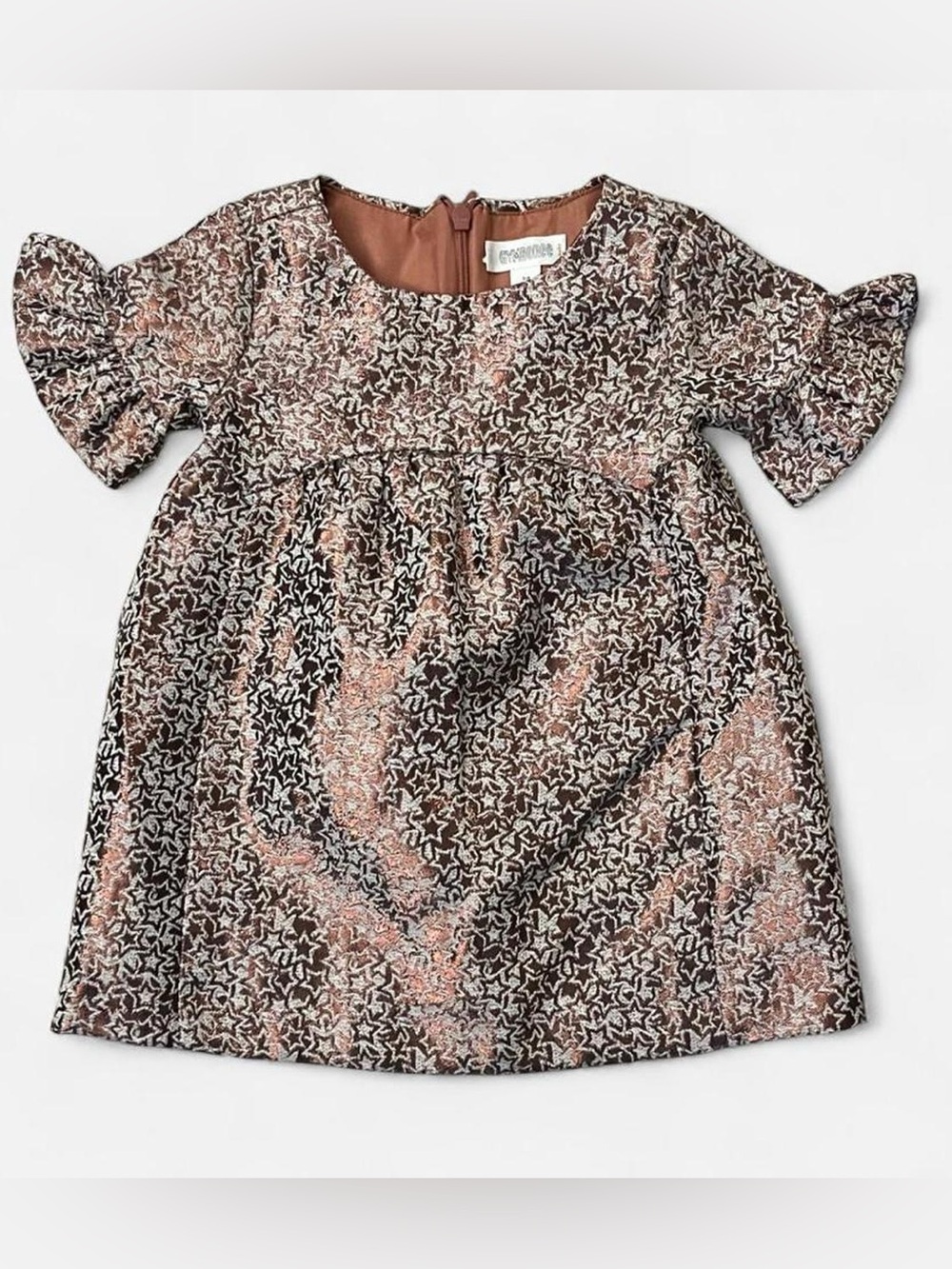 Gymboree Rose Gold & White Metallic Star Dress